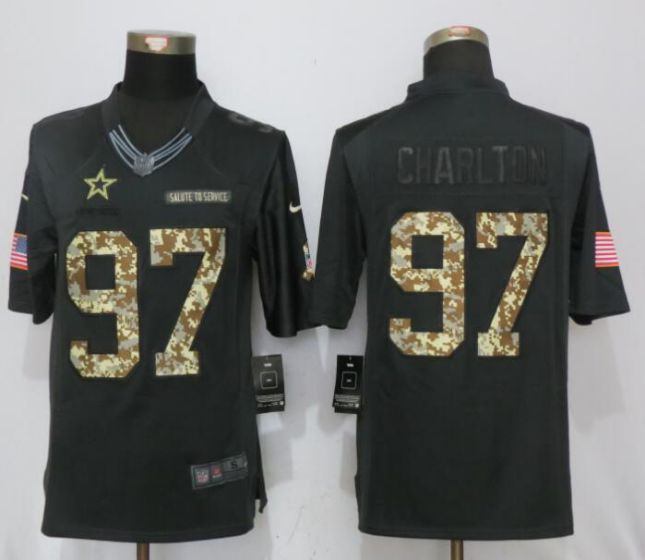 Men Dallas cowboys 97 Charlton Anthracite Nike Salute To Service Limited NFL Jerseys